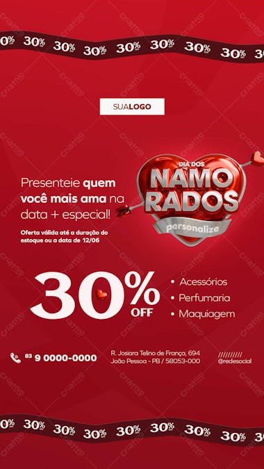 Campanha dia dos namorados social media post story