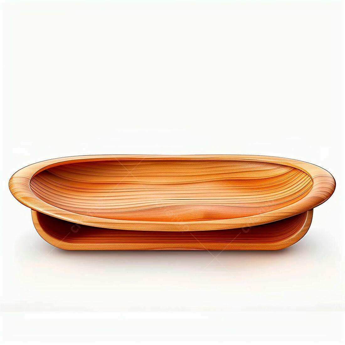 Tigela de madeira oval marrom claro