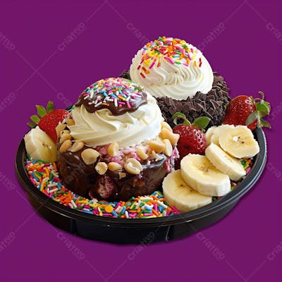 Bandeja De Sorvete, Doces E Frutas