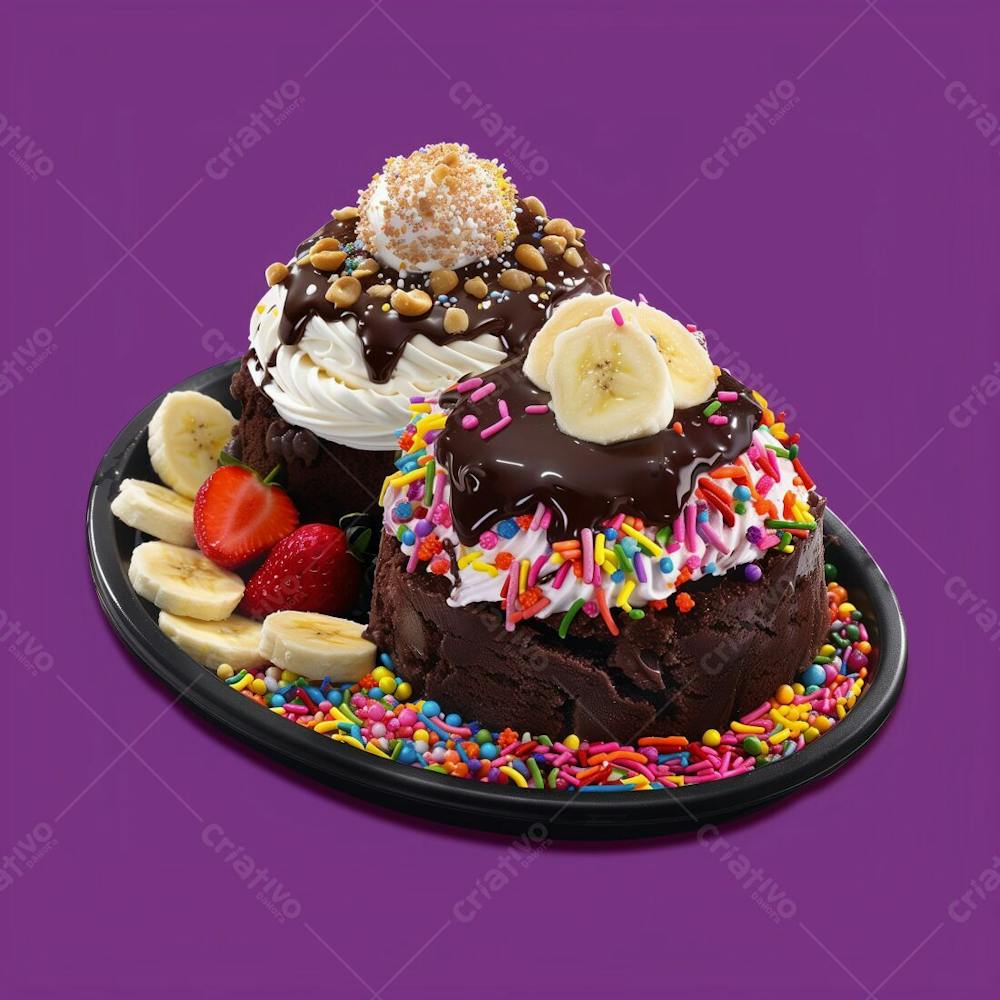 Bandeja De Sorvete, Doces E Frutas