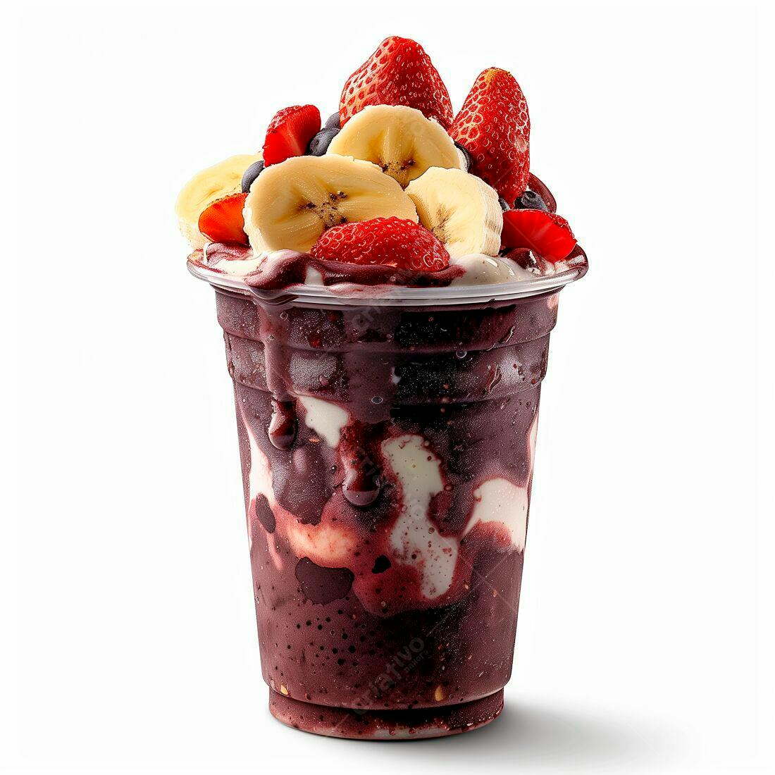 Açaí com frutas vermelhas e banana
