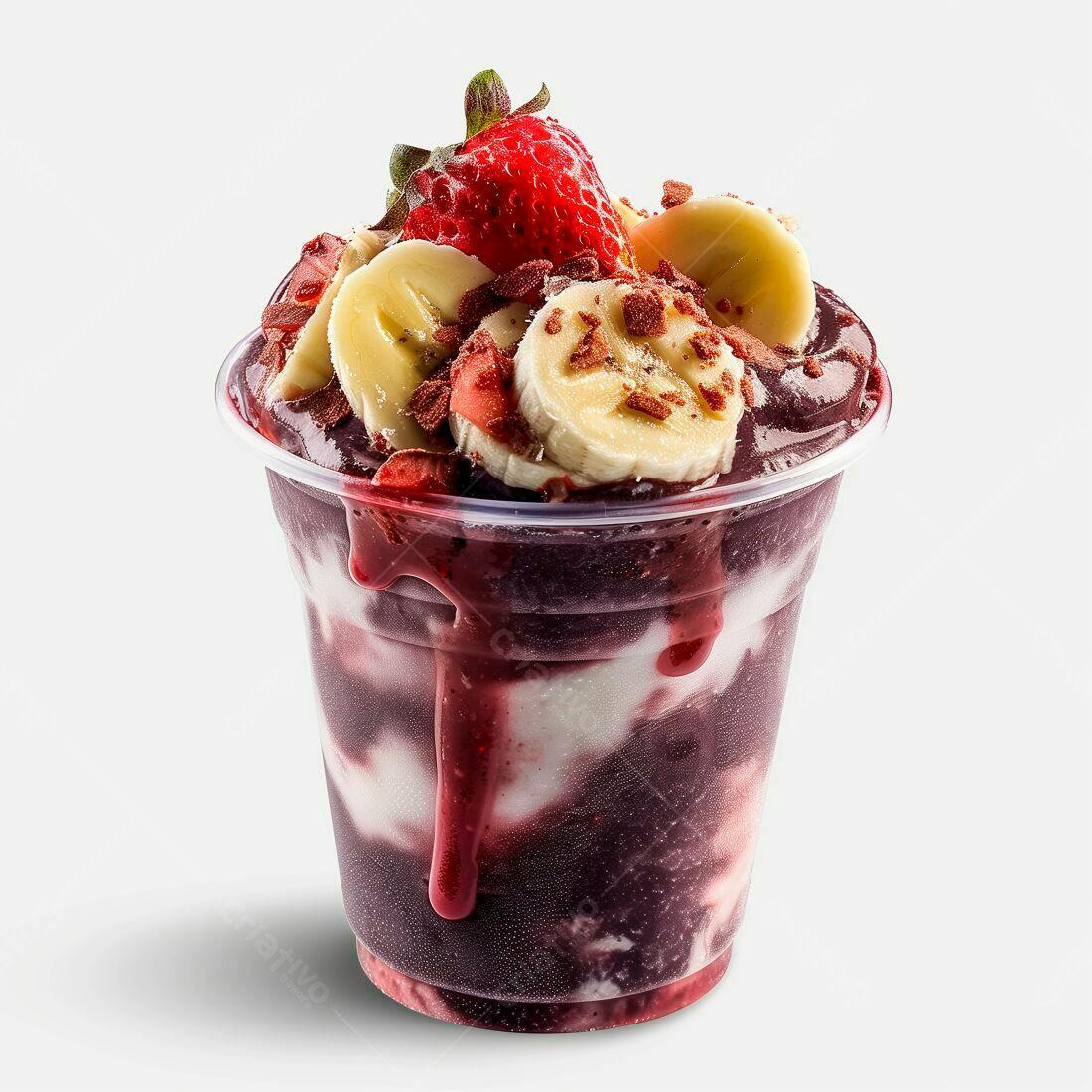 Açaí com Banana e Morango em Copinho