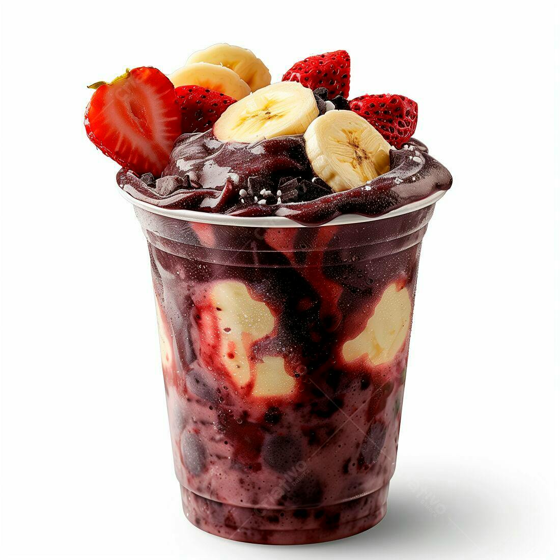 Açaí com Banana e Morango em Copo
