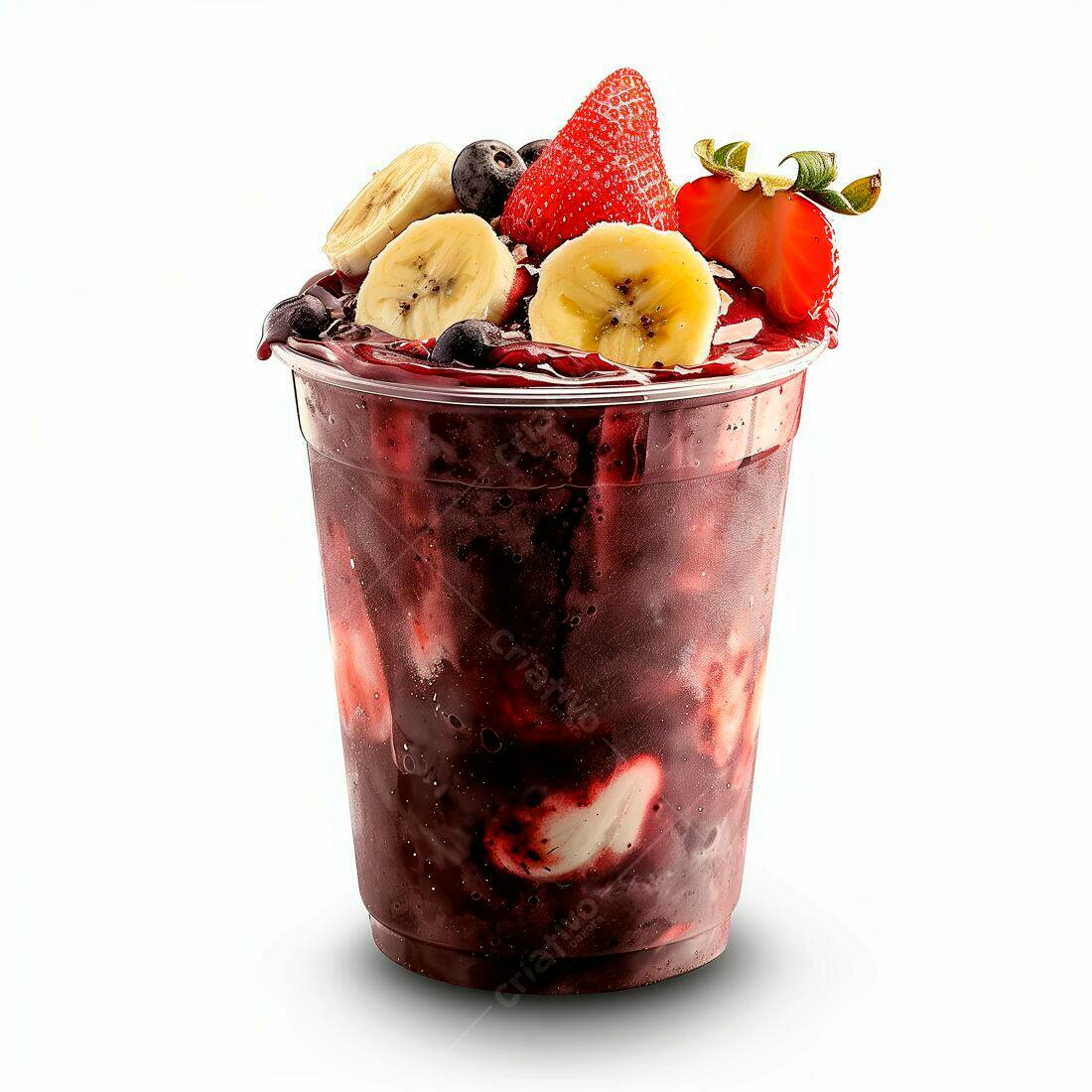 Açaí com banana morango e mirtilo
