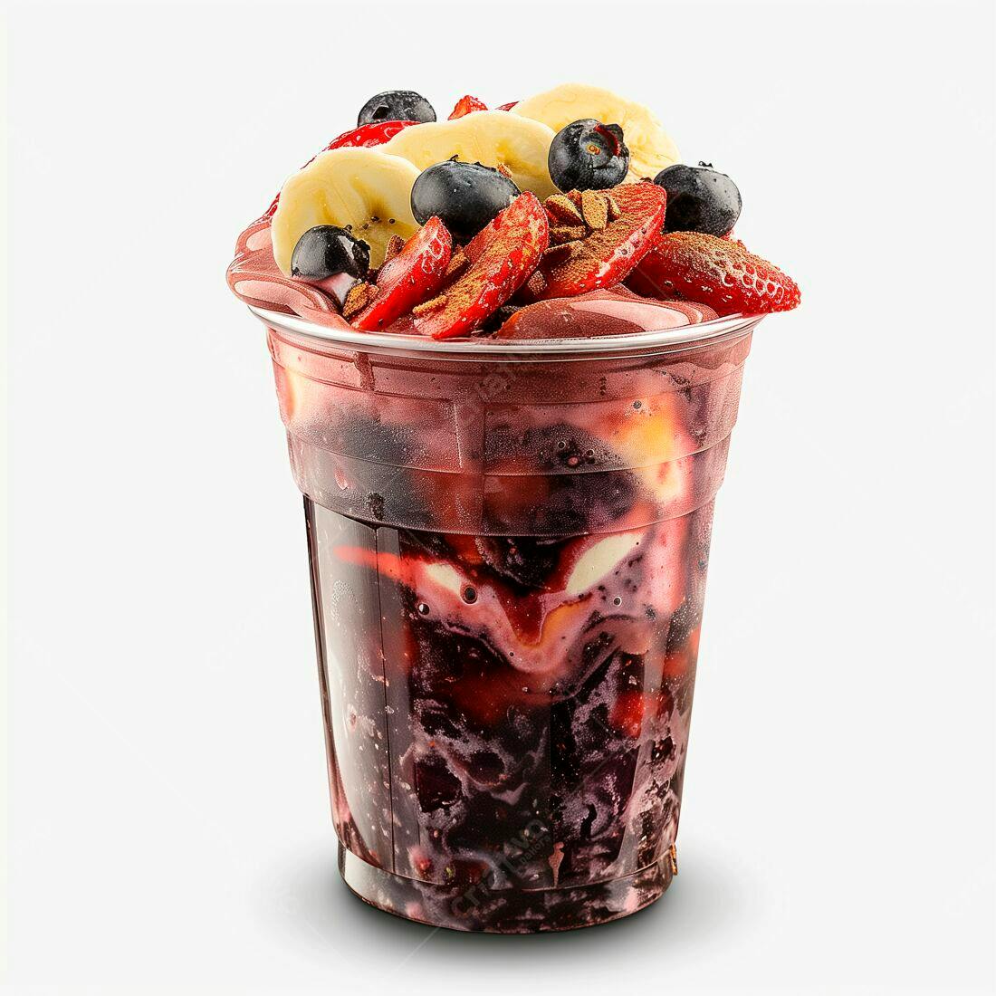 Açaí com frutas vermelhas e banana