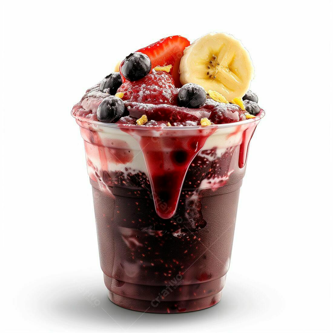 Açaí com frutas vermelhas e banana