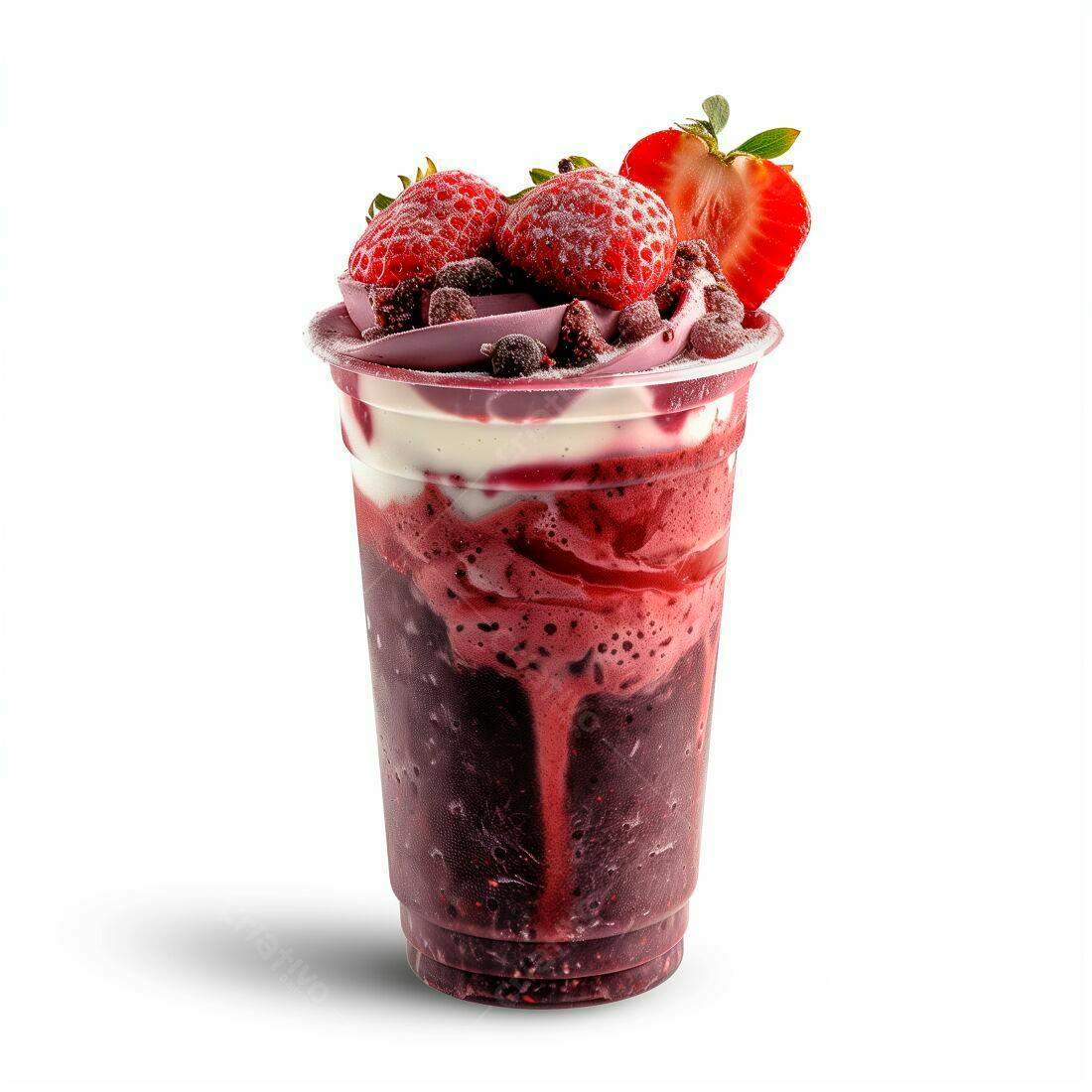 Açaí com Morangos Congelados e Creme