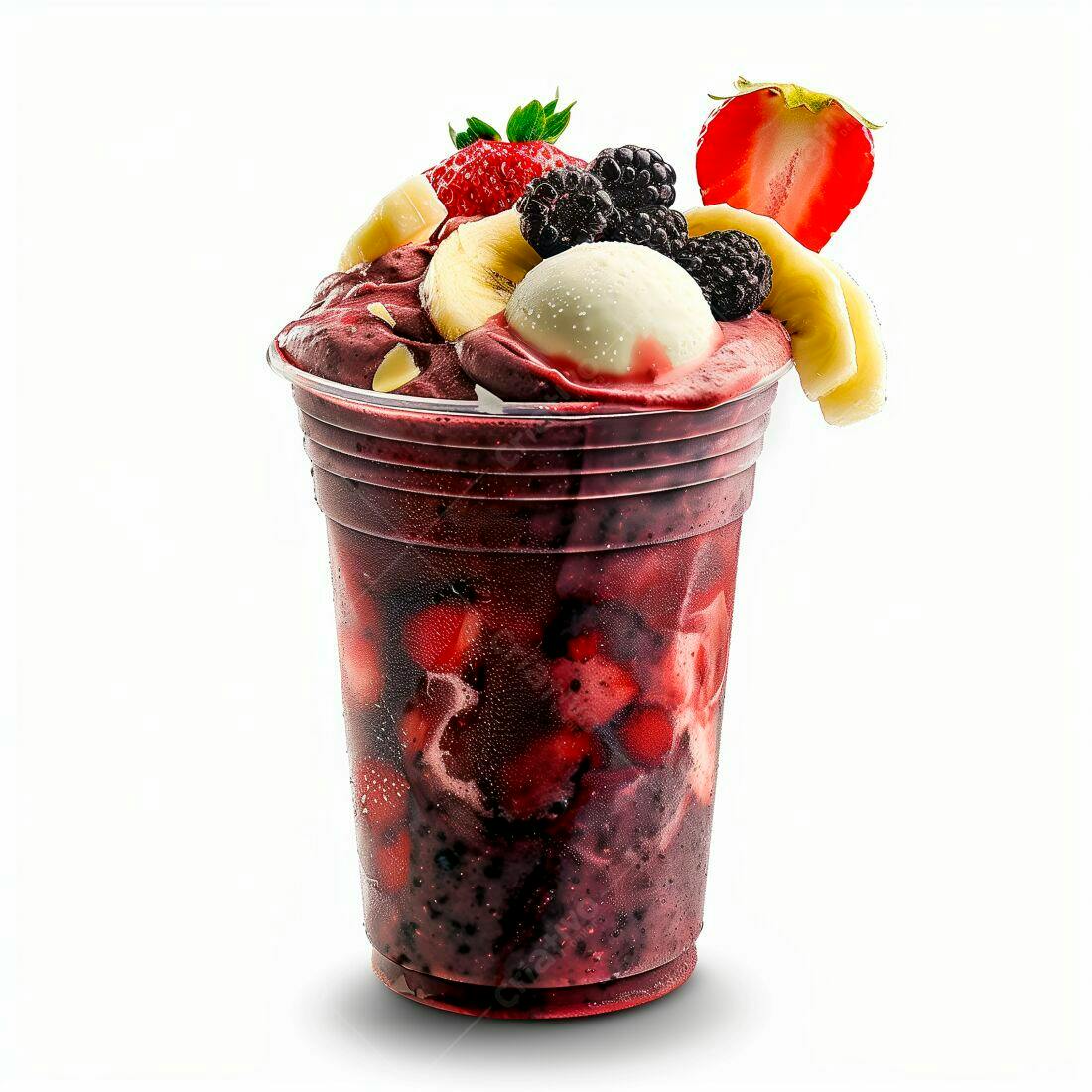 Açaí com frutas vermelhas e banana