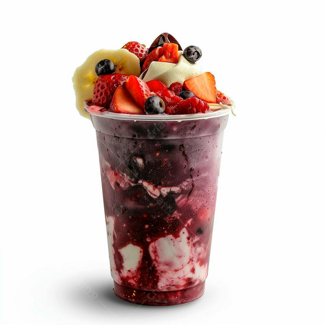 Açaí com frutas vermelhas e banana