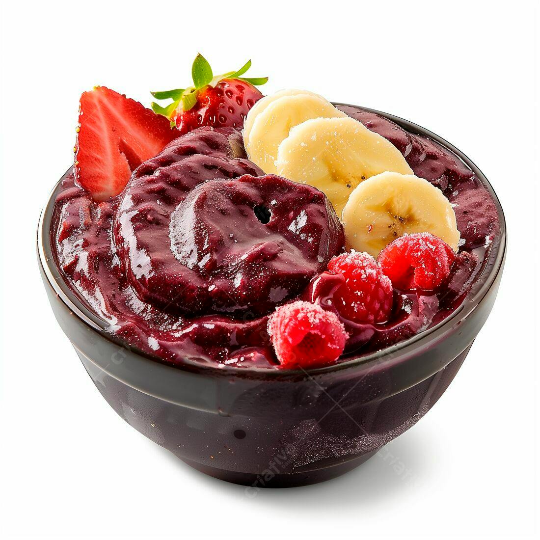 Açaí com morango banana e framboesa