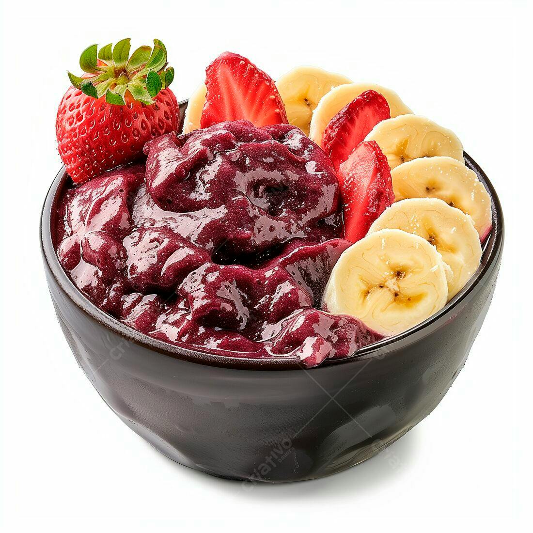 Açaí com morango e banana em bowl