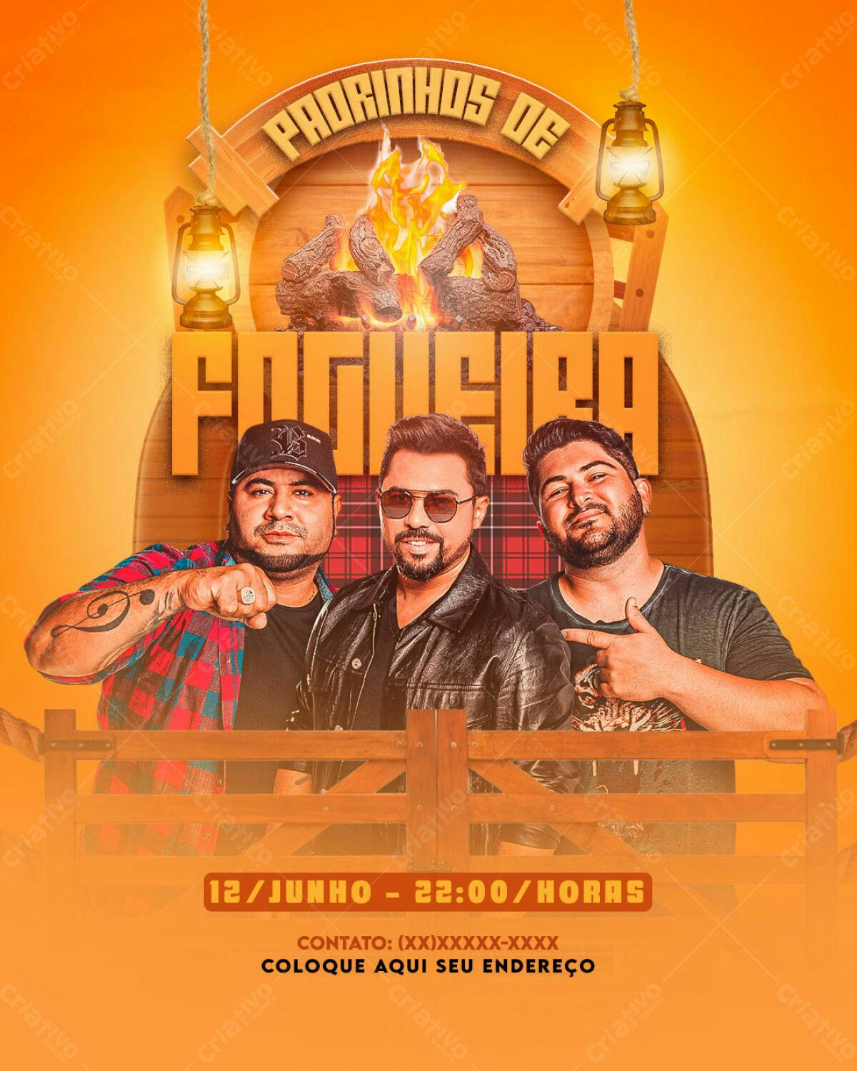 Flyer para Festa Padrinhos de Fogueira PSD Editável