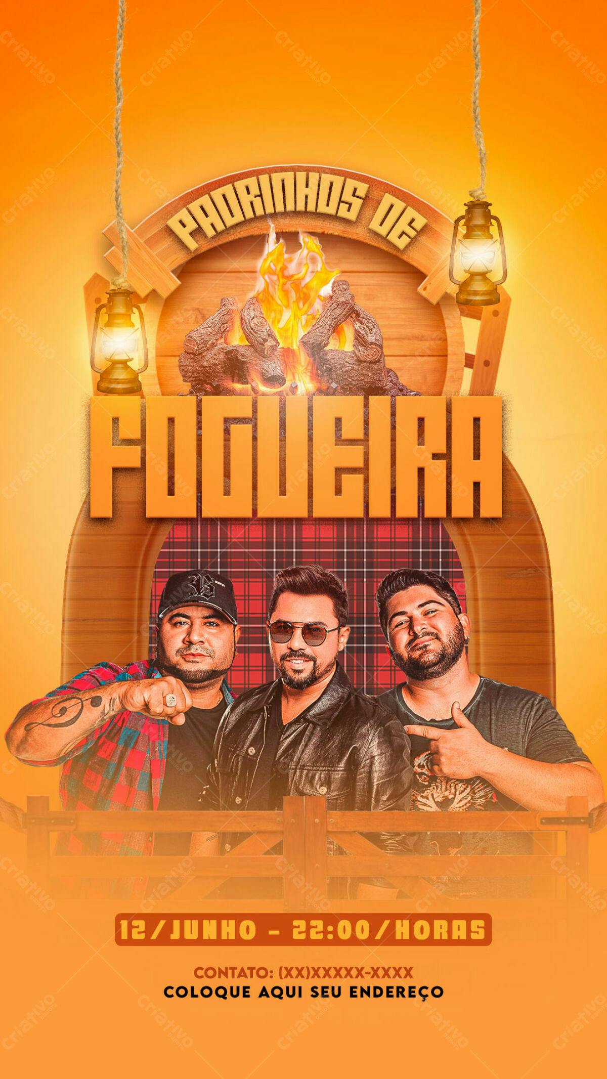 Flyer Padrinhos de Fogueira PSD Editável