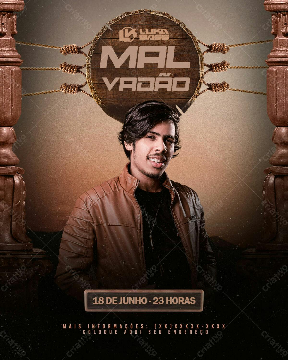 Flyer para Show Musical Luca Bass PSD Editável