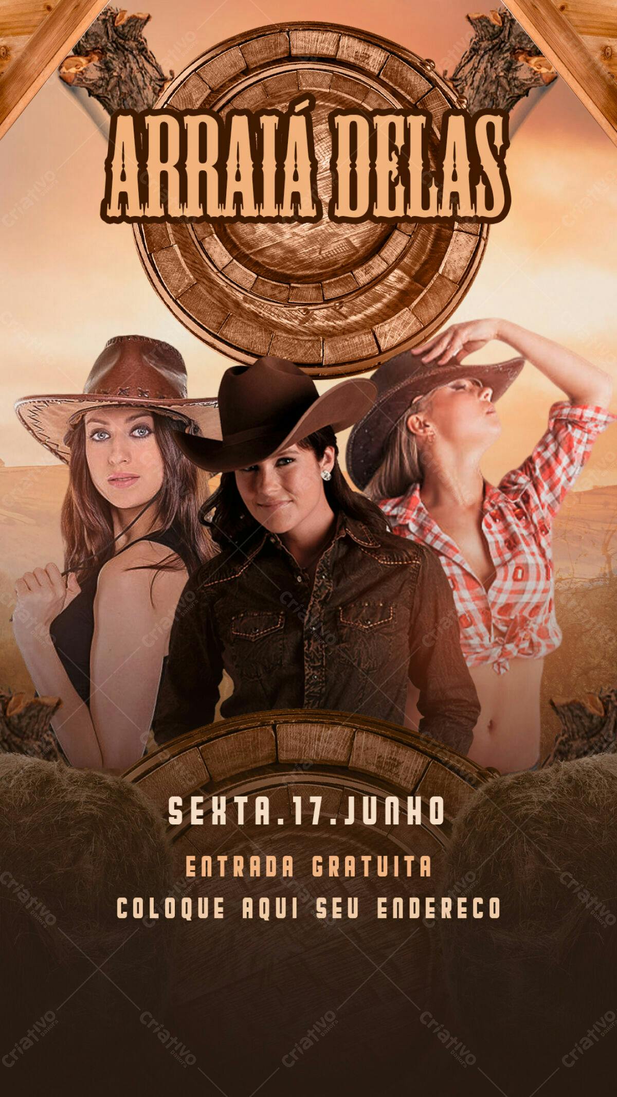 Flyer Festa Junina Arraial Delas PSD Editável