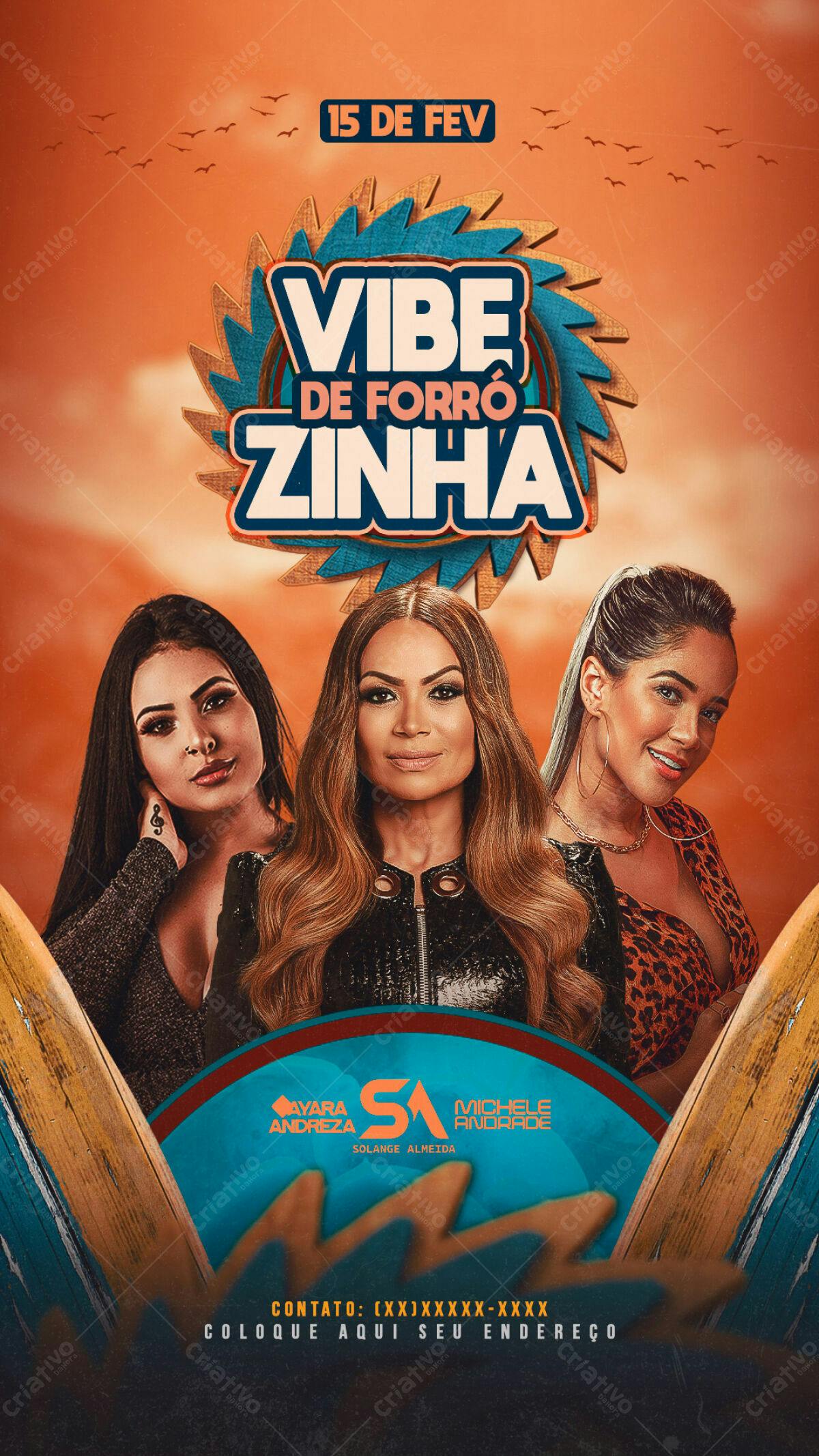 Flyer Festa Forró Zininha PSD Editável