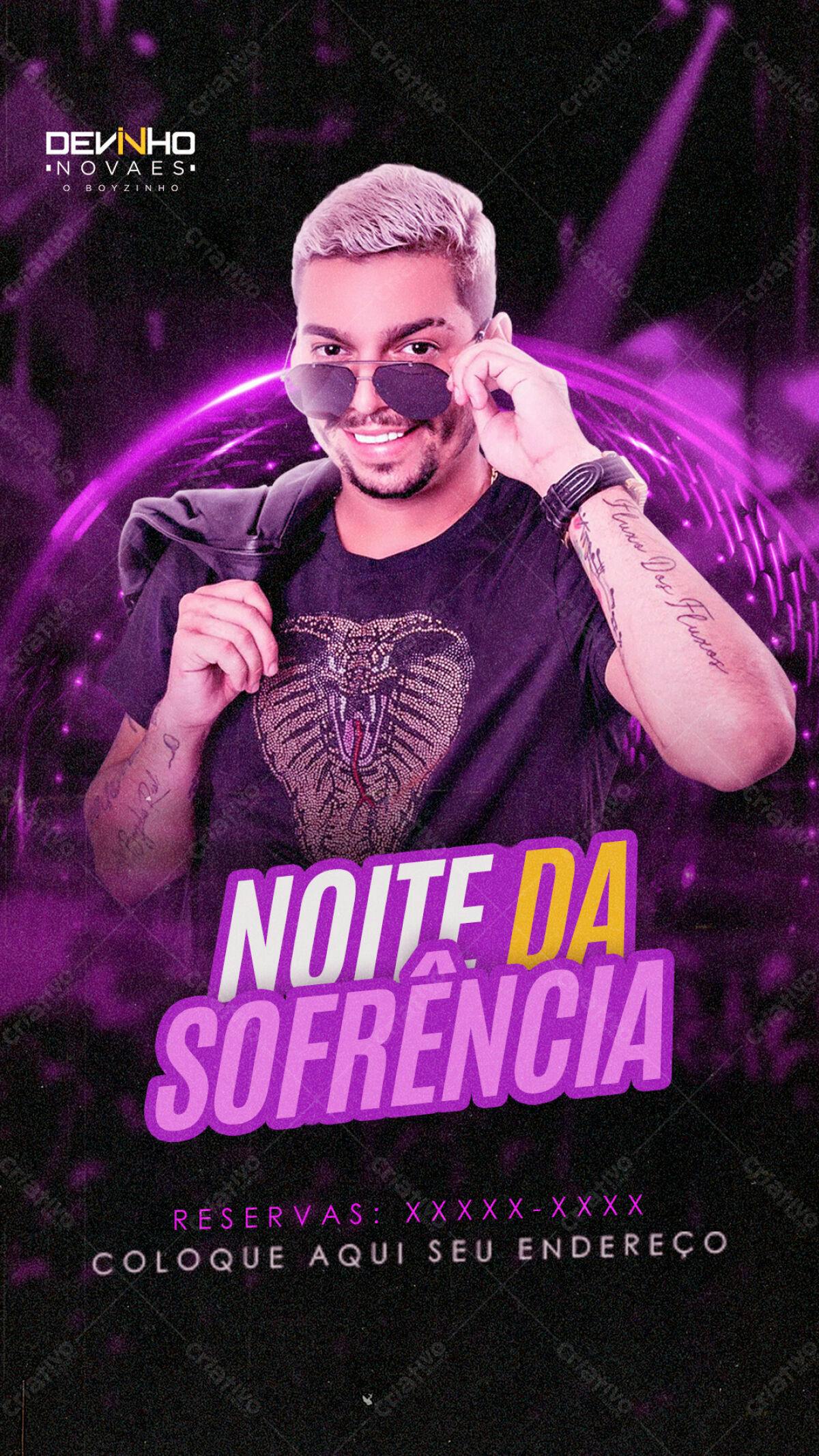 Flyer Noite da Sofrência Devinho Novaes PSD Editável