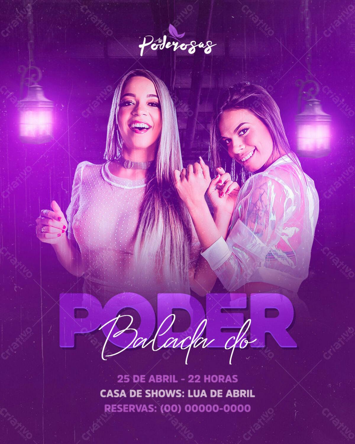 Flyer Festa Poder das Poderosas PSD Editável