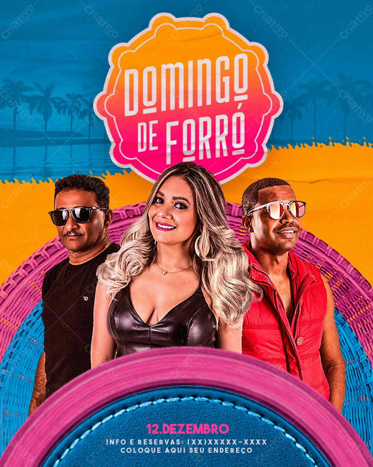 Flyer Domingo de Forró PSD Editável