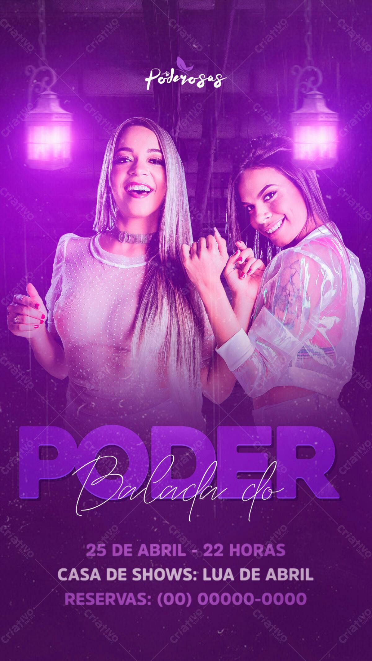 Flyer para Festa As Poderosas PSD Editável