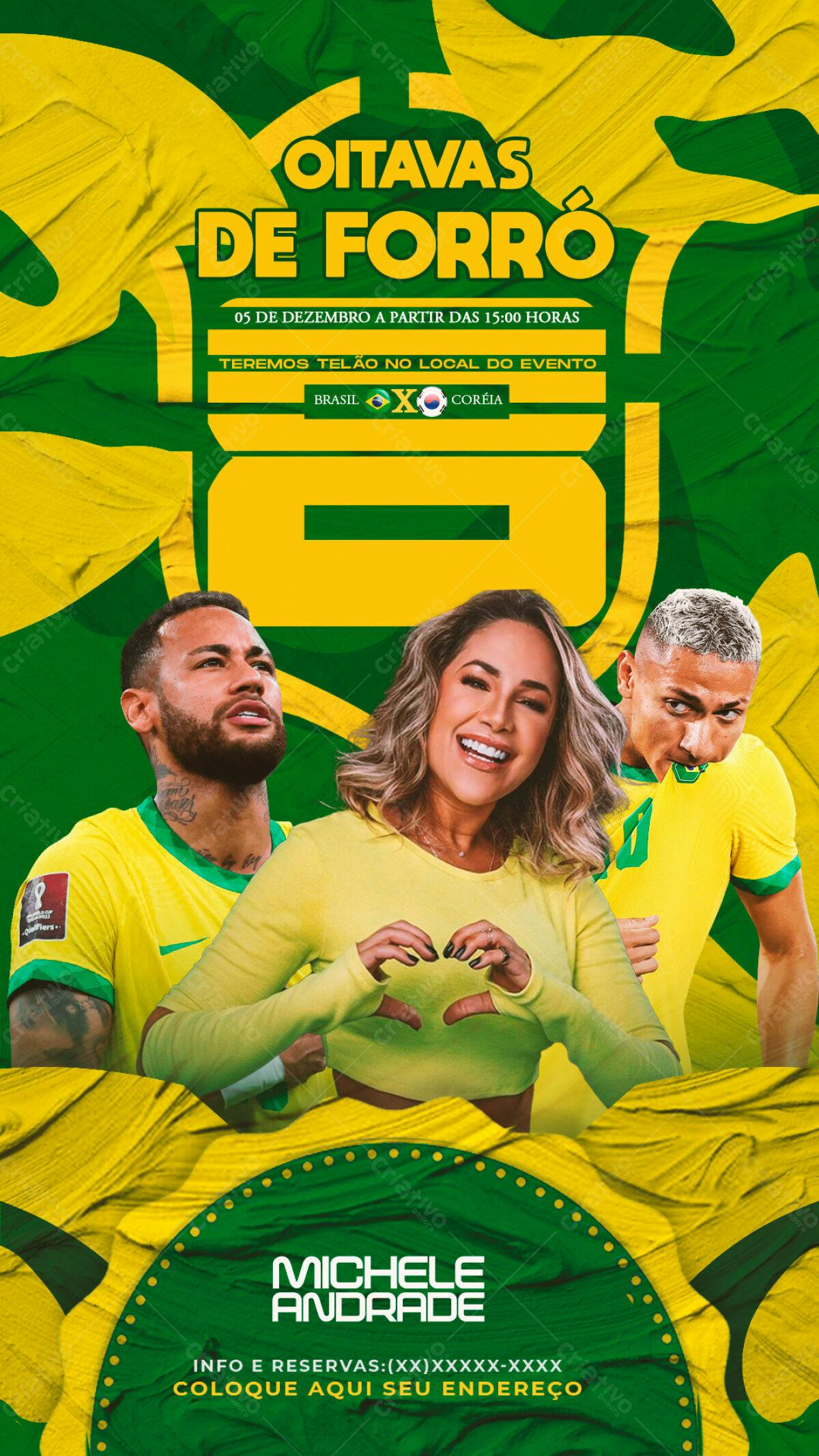 Flyer para Show de Forró com Copa do Mundo PSD Editável