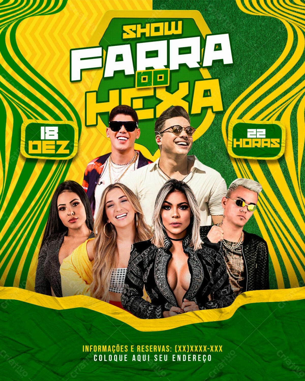 Flyer Festa Show Farra do Hexa PSD Editável