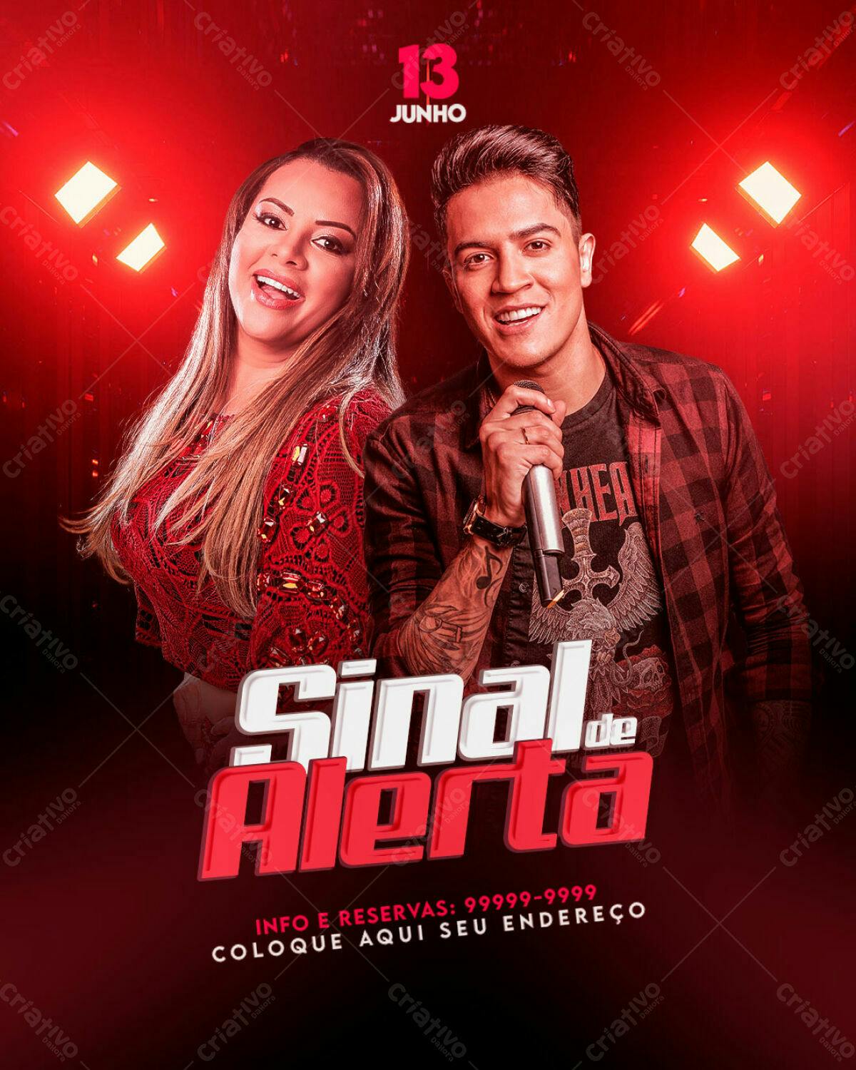 Flyer para Show Sinal de Alerta PSD Editável