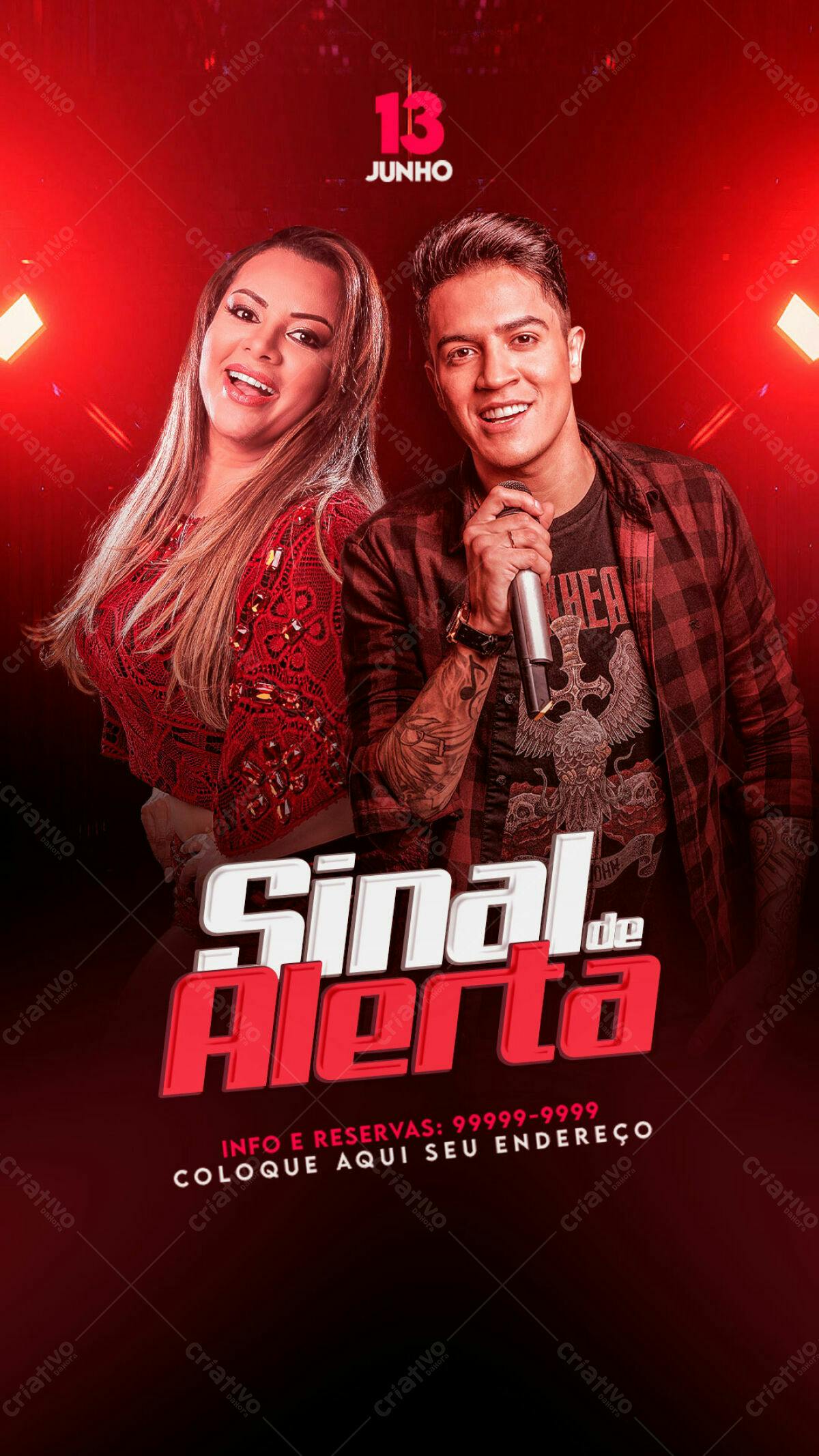 Flyer para Show Musical Sinal de Alerta PSD Editável