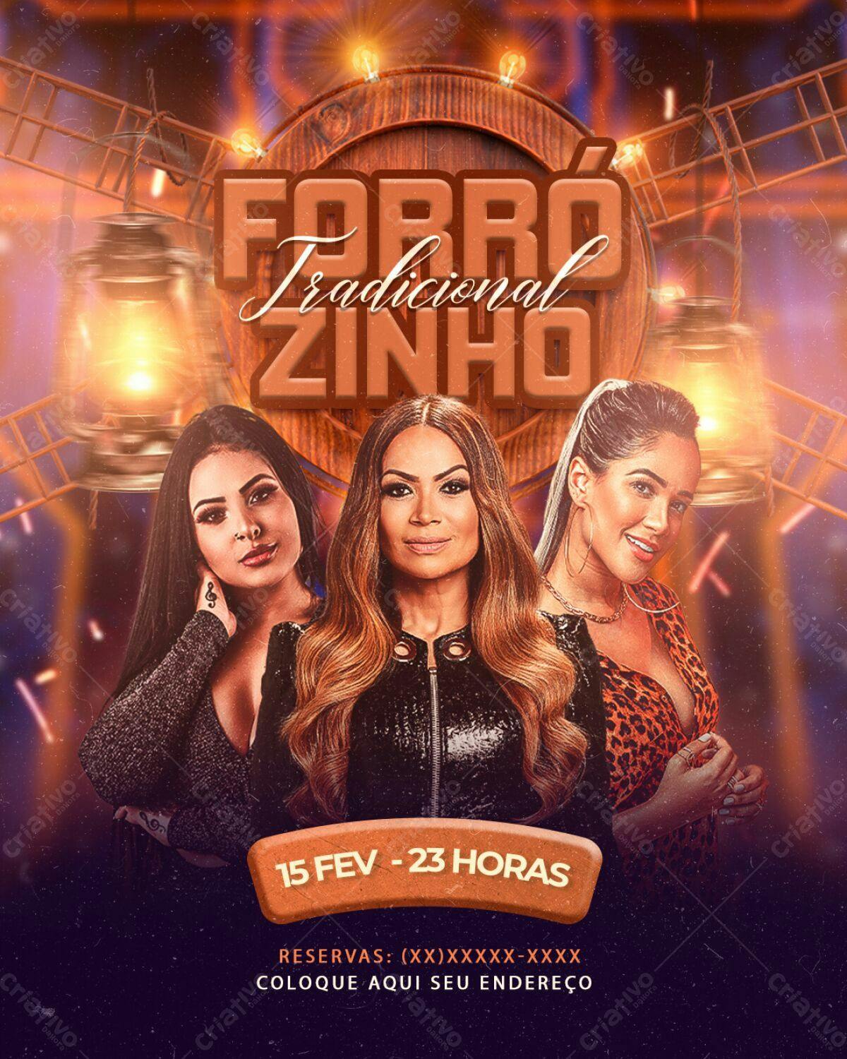 Flyer para Forró Tradicional Zinho PSD Editável