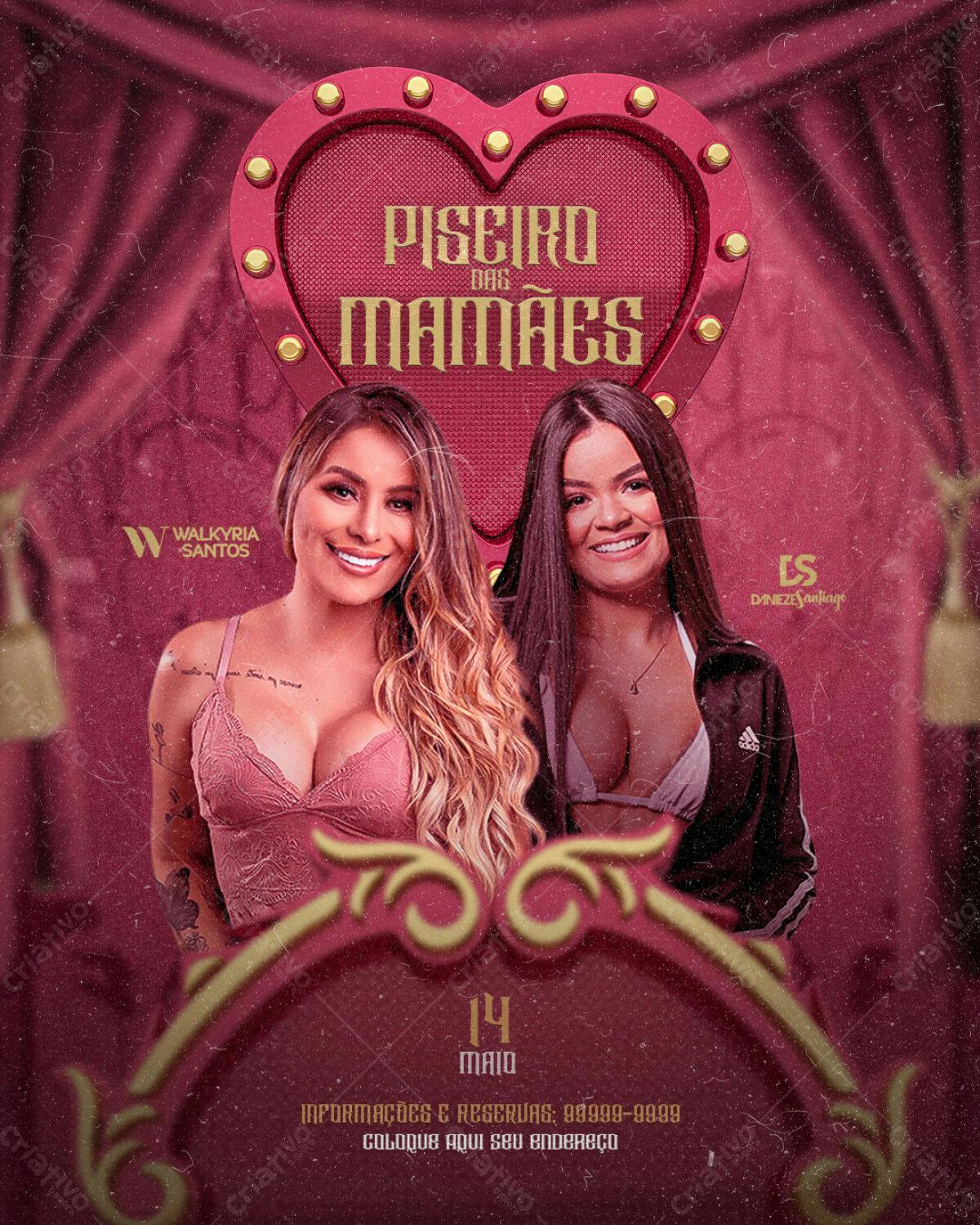 Flyer Piseiro das Mães PSD Editável
