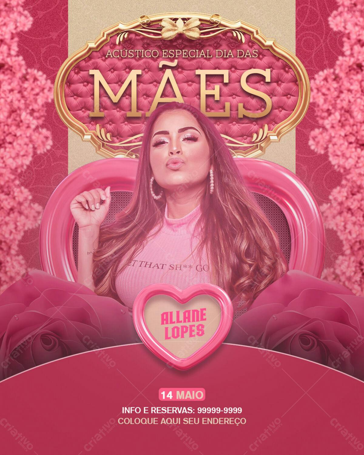Flyer Dia das Mães com Allane Lopes PSD Editável