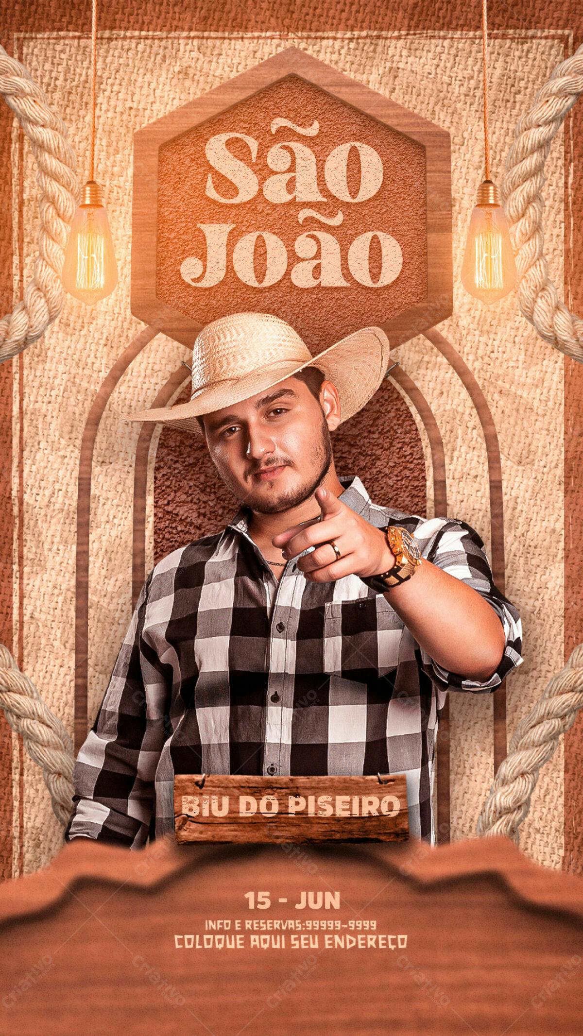 Flyer Festa Junina com Cantor PSD Editável