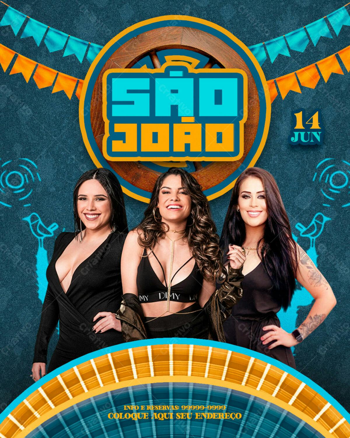 Flyer Festa Junina com Cantoras PSD Editável