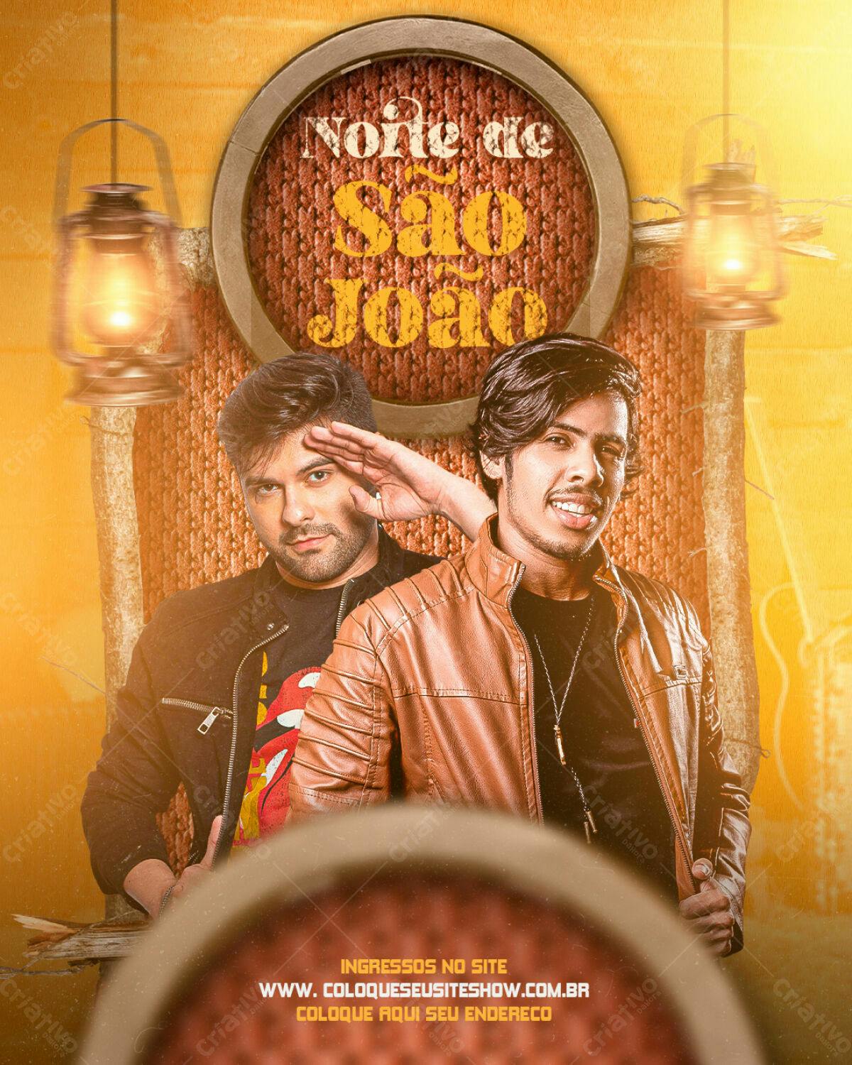 Flyer Festa Junina com Dois Cantores PSD Editável
