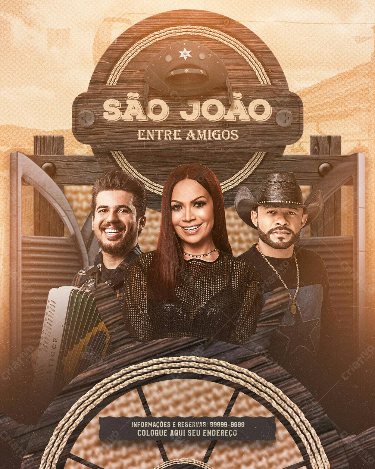 Flyer Festa Junina São João Entre Amigos PSD Editável