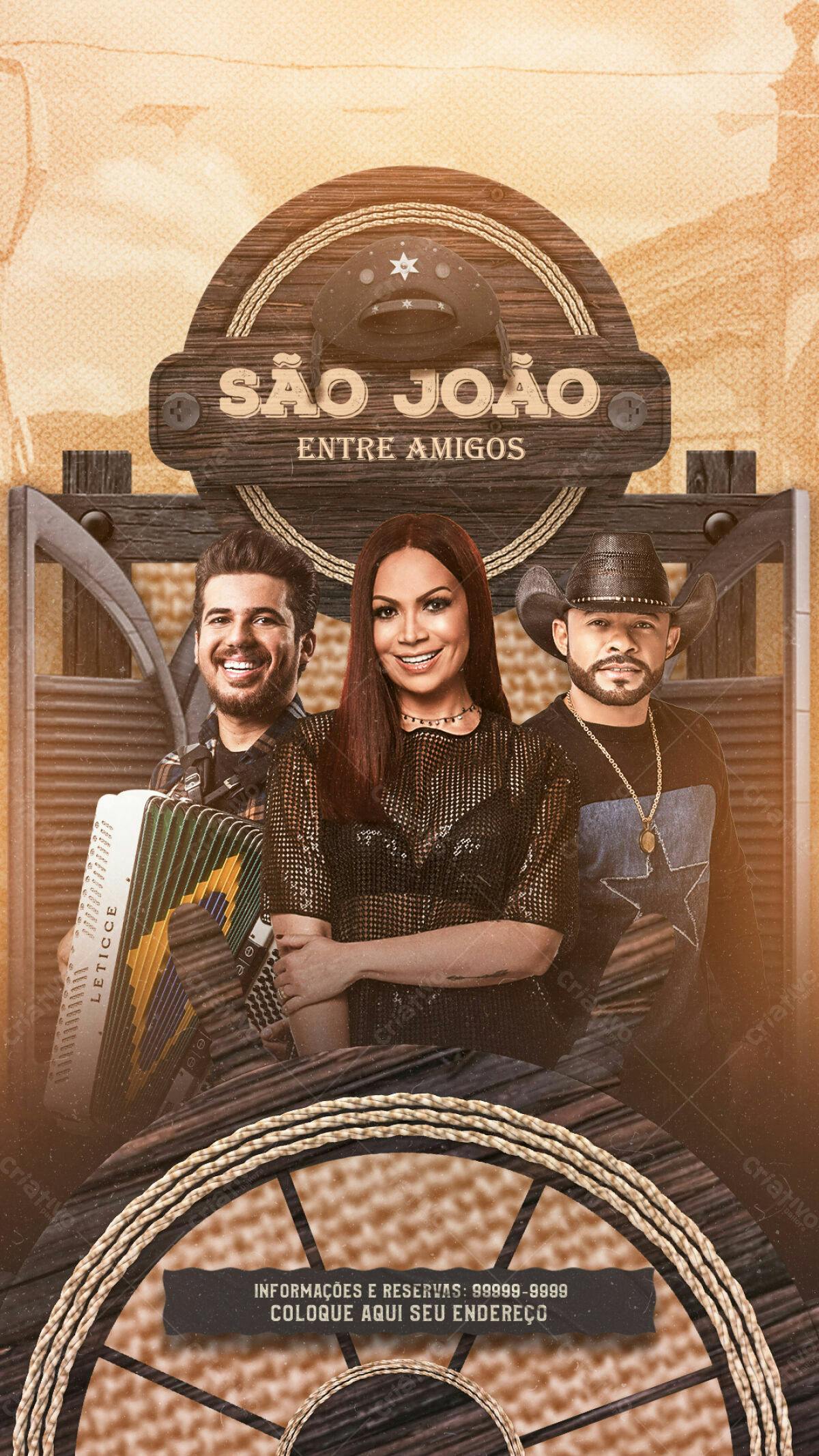 Flyer São João Entre Amigos PSD Editável