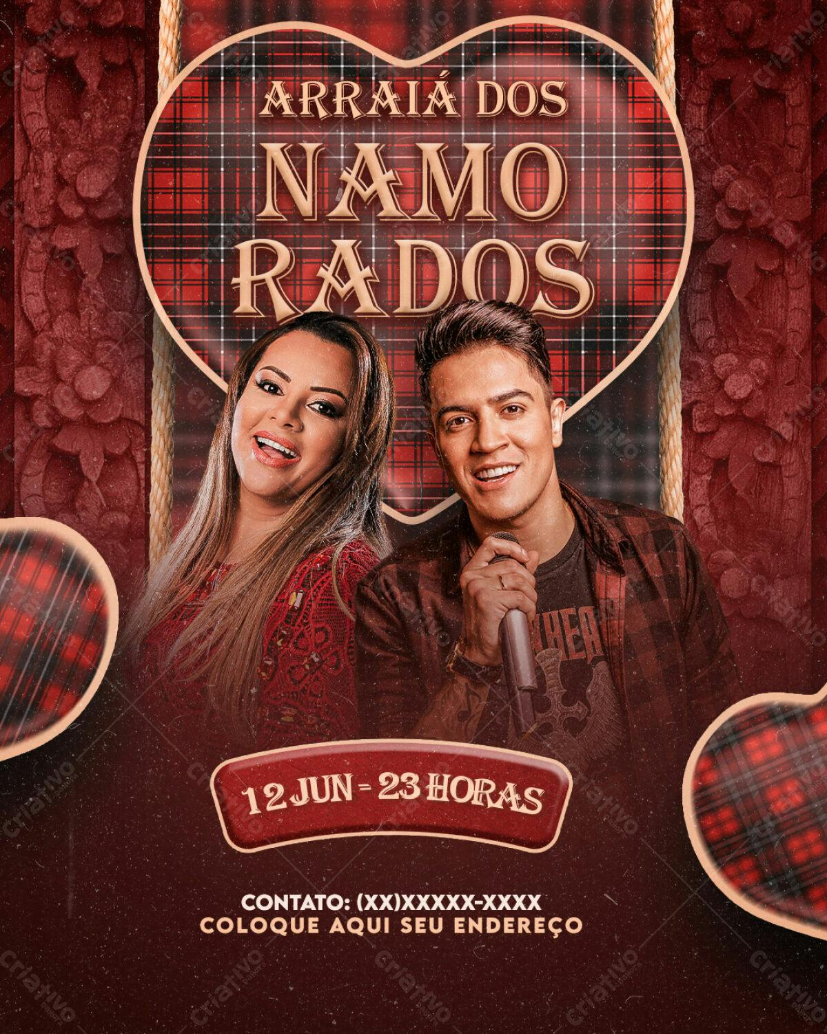 Flyer Arraia dos Namorados PSD Editável
