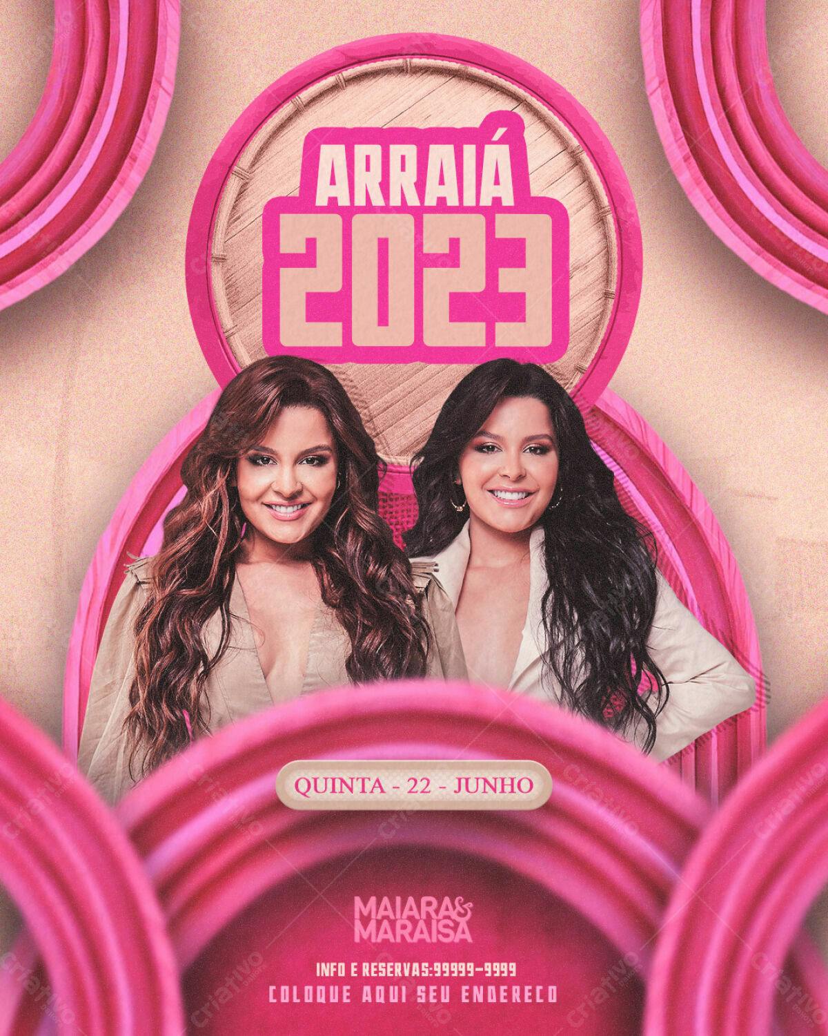Flyer Arraial 2023 Maiara & Maraisa PSD Editável