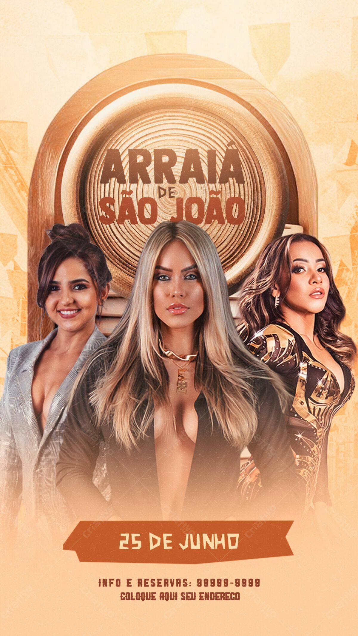 Flyer Festa Junina com Cantoras PSD Editável