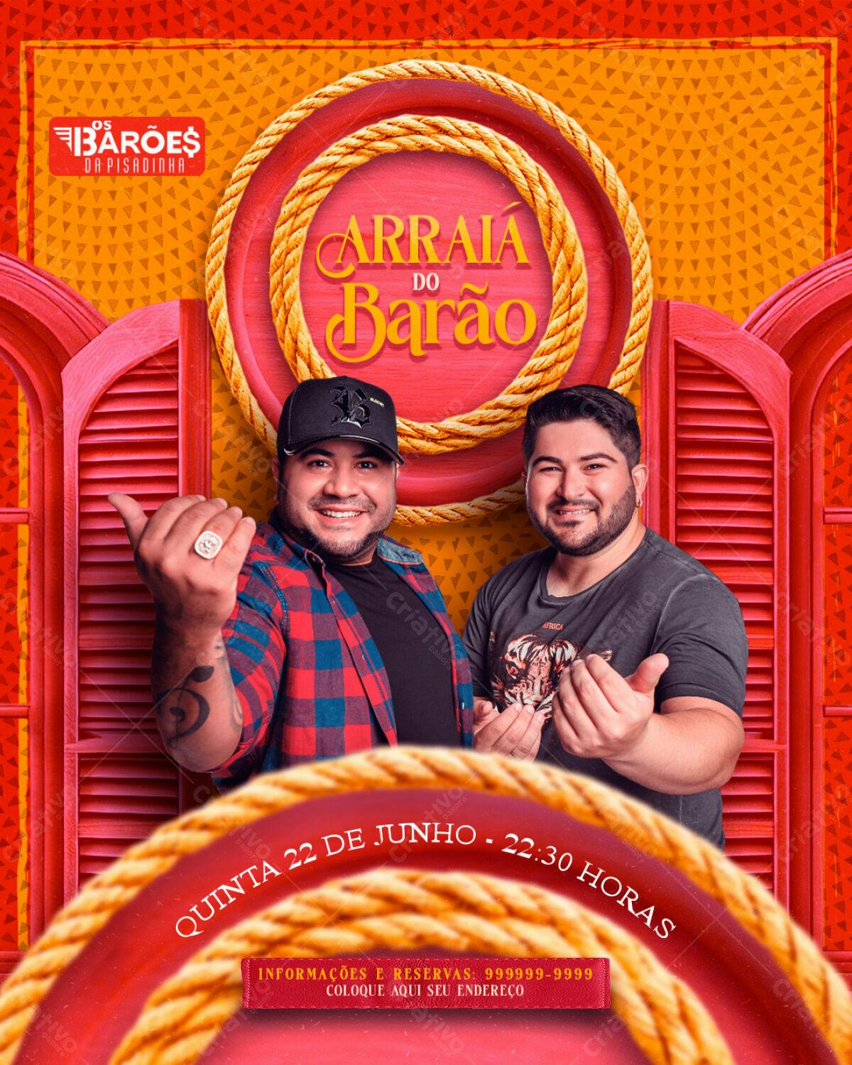Flyer Festa Junina Arraia do Barão PSD Editável
