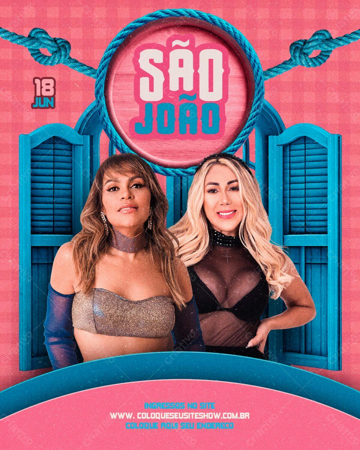 Flyer Festa Junina com Cantoras PSD Editável