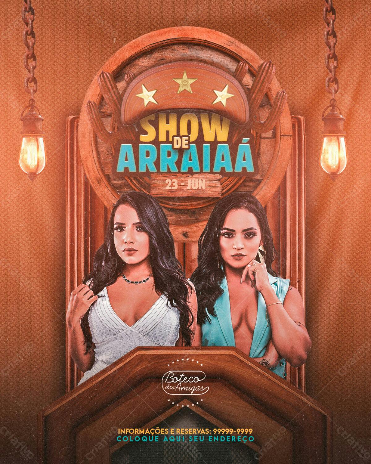 Flyer Festa Junina Show de Arraia PSD Editável