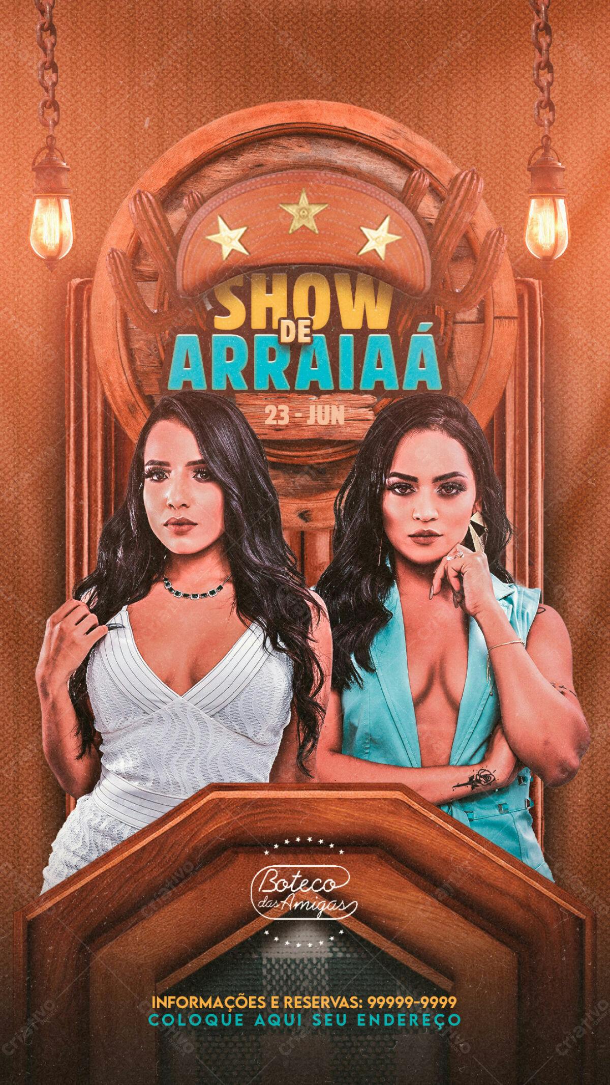 Flyer Festa Junina com Mulheres PSD Editável