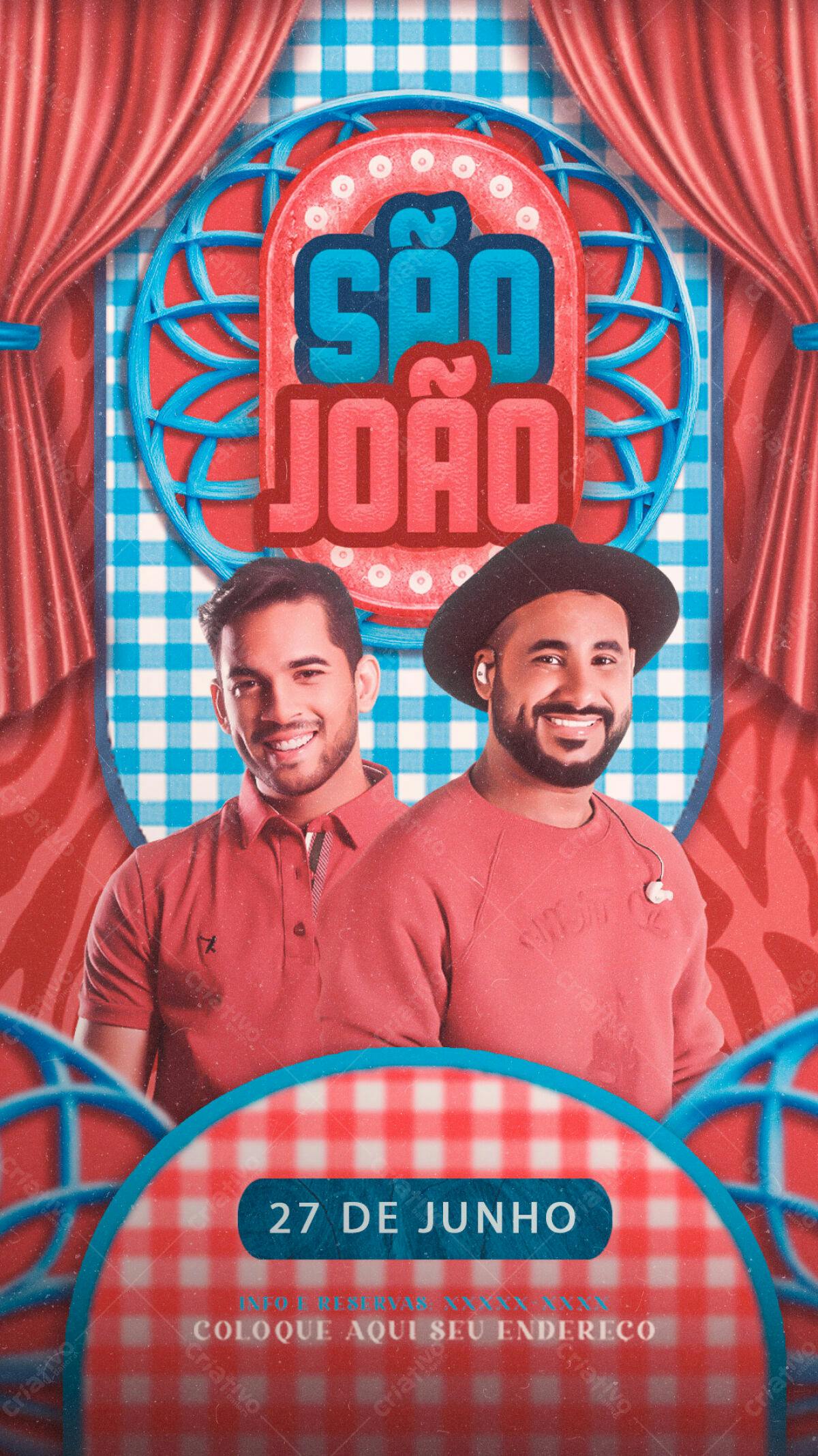 Flyer Festa Junina com Cantores PSD Editável