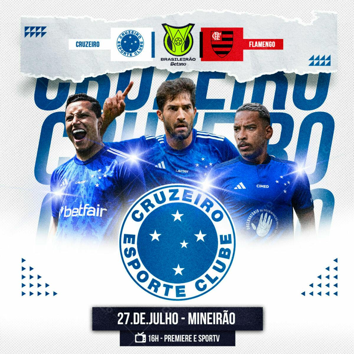 Flyer Jogo Cruzeiro x Flamengo PSD Editável