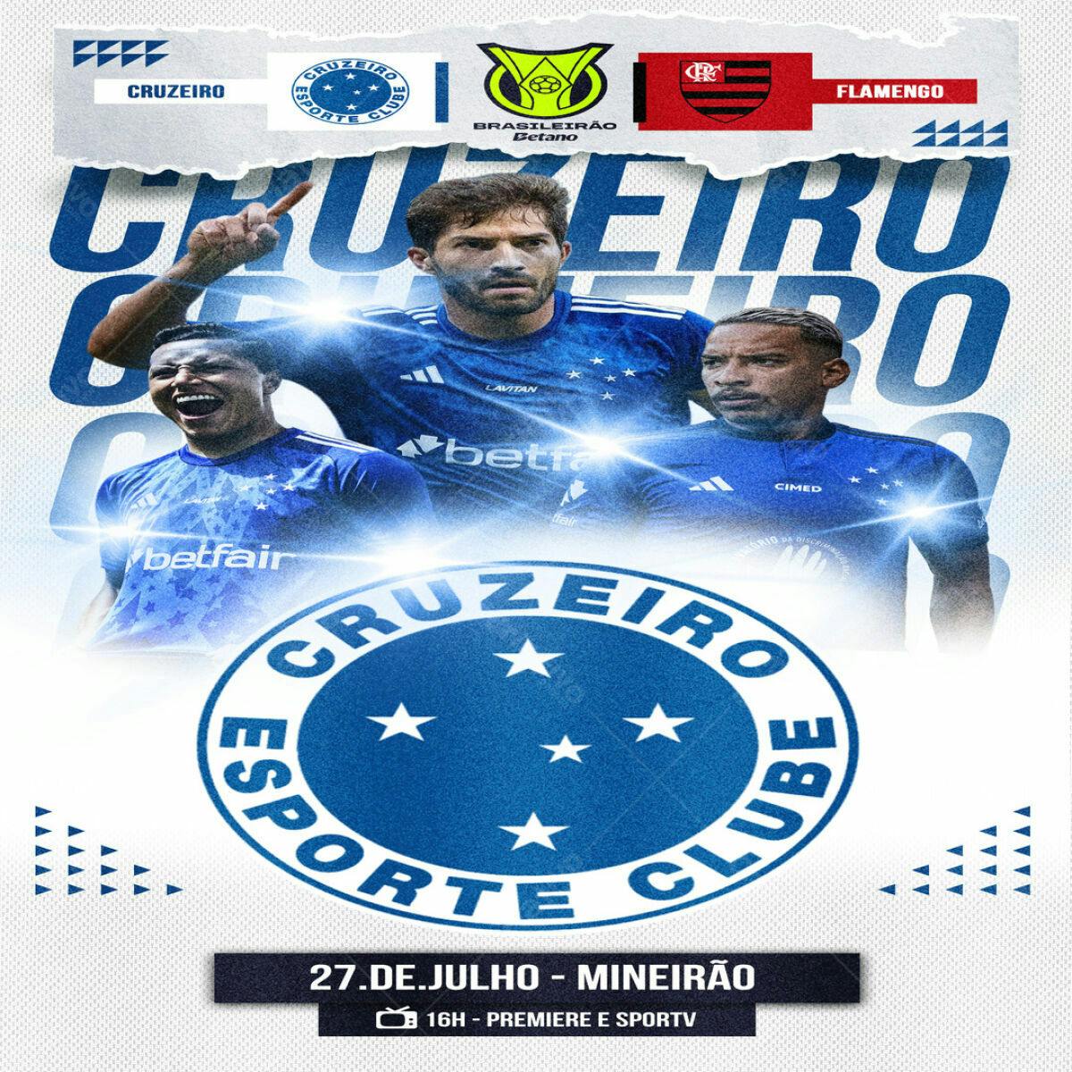 Flyer Jogo Cruzeiro x Flamengo PSD Editável