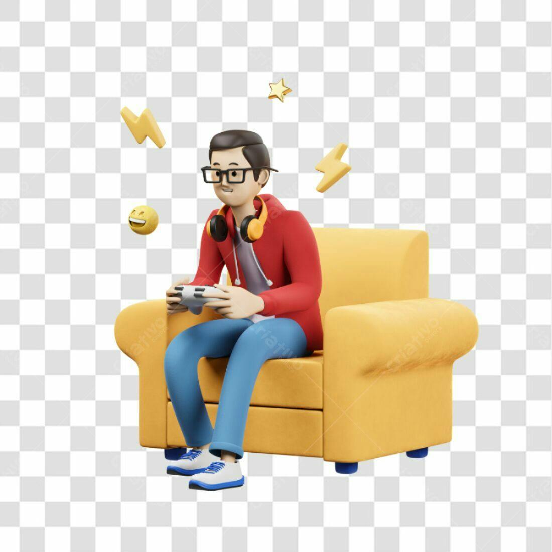 Icone Gamer Jogando PNG com fundo transparente