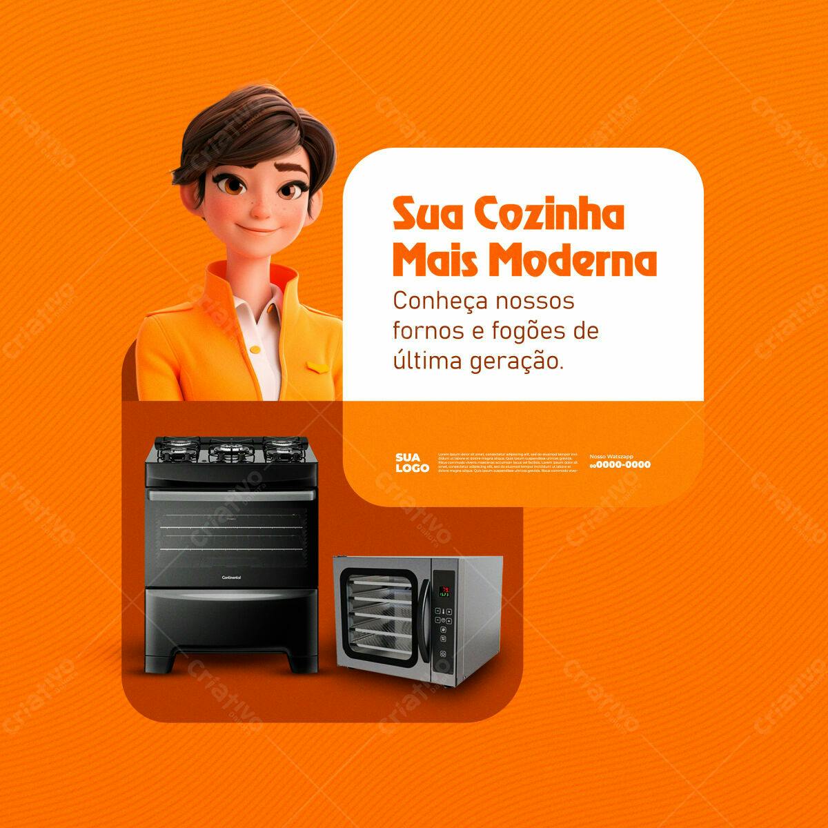 Postagem Redes Sociais Fogão e Forno PSD Editável