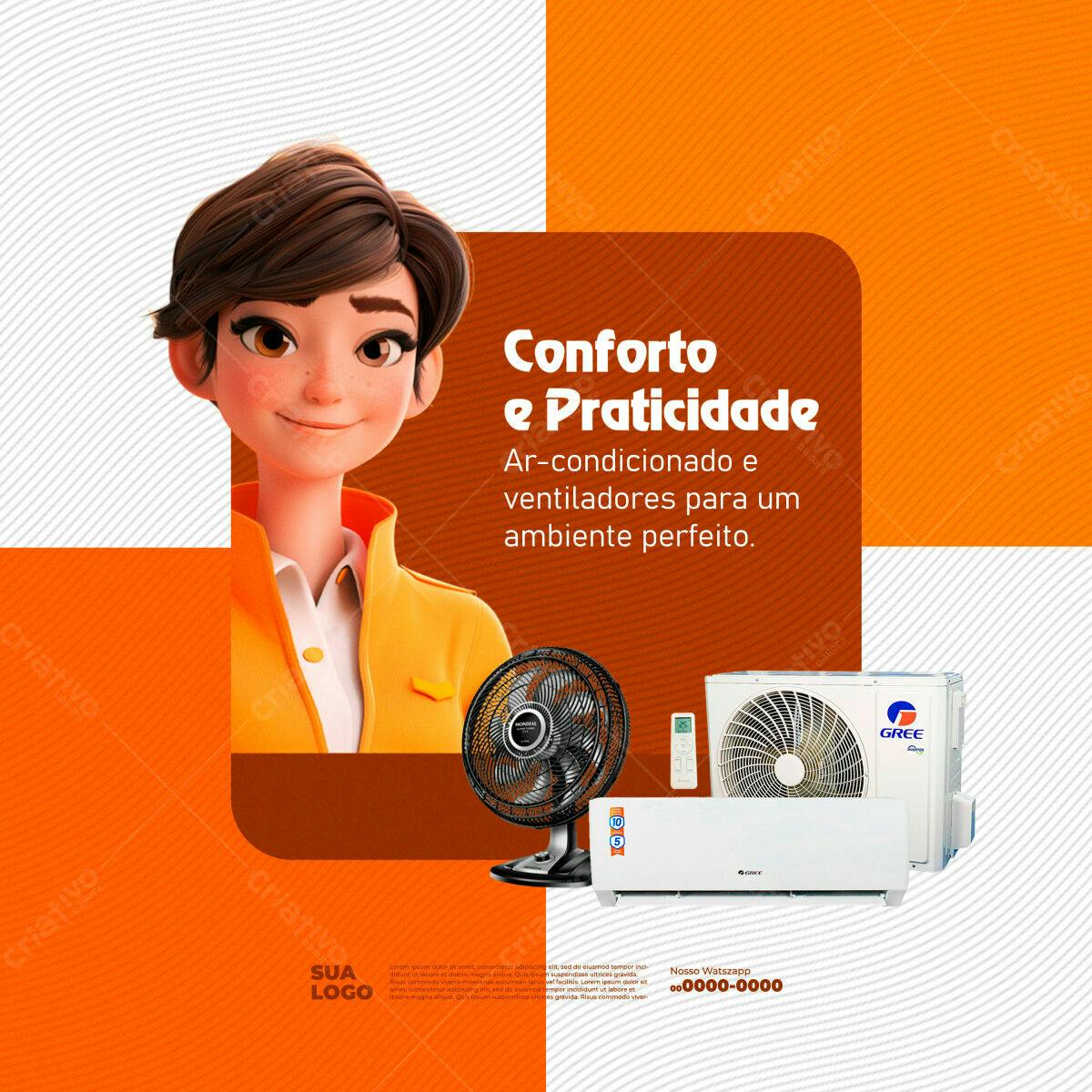Banner para Ar-Condicionado e Ventiladores PSD Editável