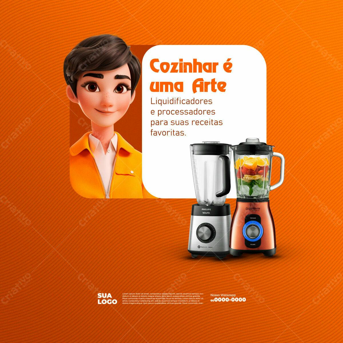 Banner Cozinha Arte Liquidificadores PSD Editável